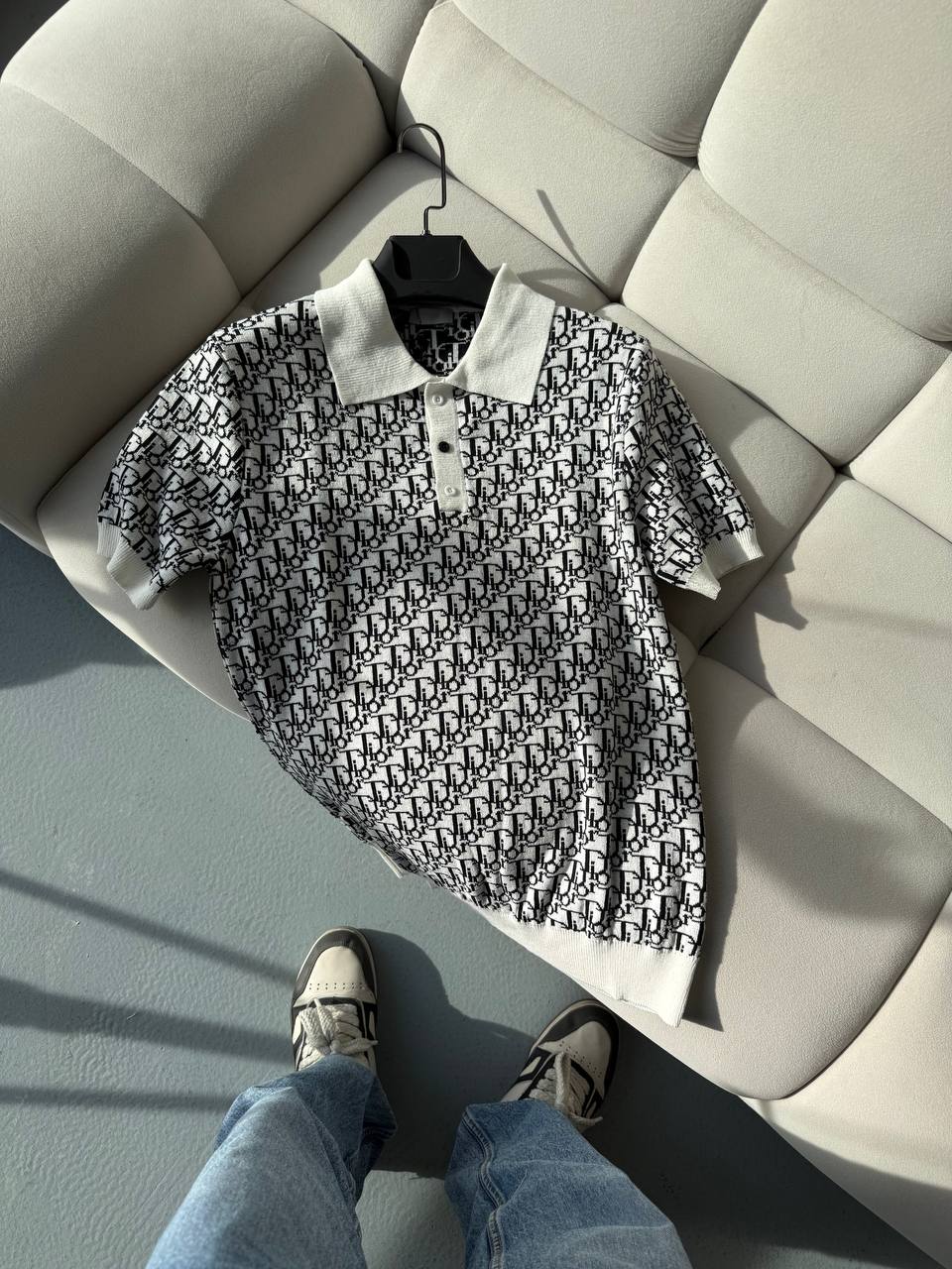 Dior Beyaz Polo Yaka Yazlık Triko