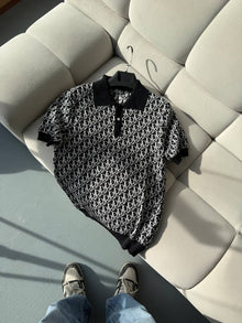 Dior Siyah Polo Yaka Yazlık Triko