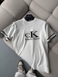 Calvin Klein Beyaz Bisiklet Yaka Yazlık Triko