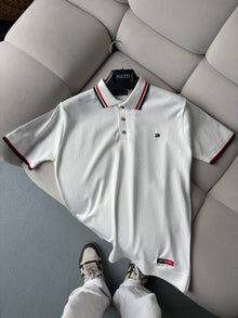 Tommy Hilfiger Beyaz Polo Yaka Yazlık Triko