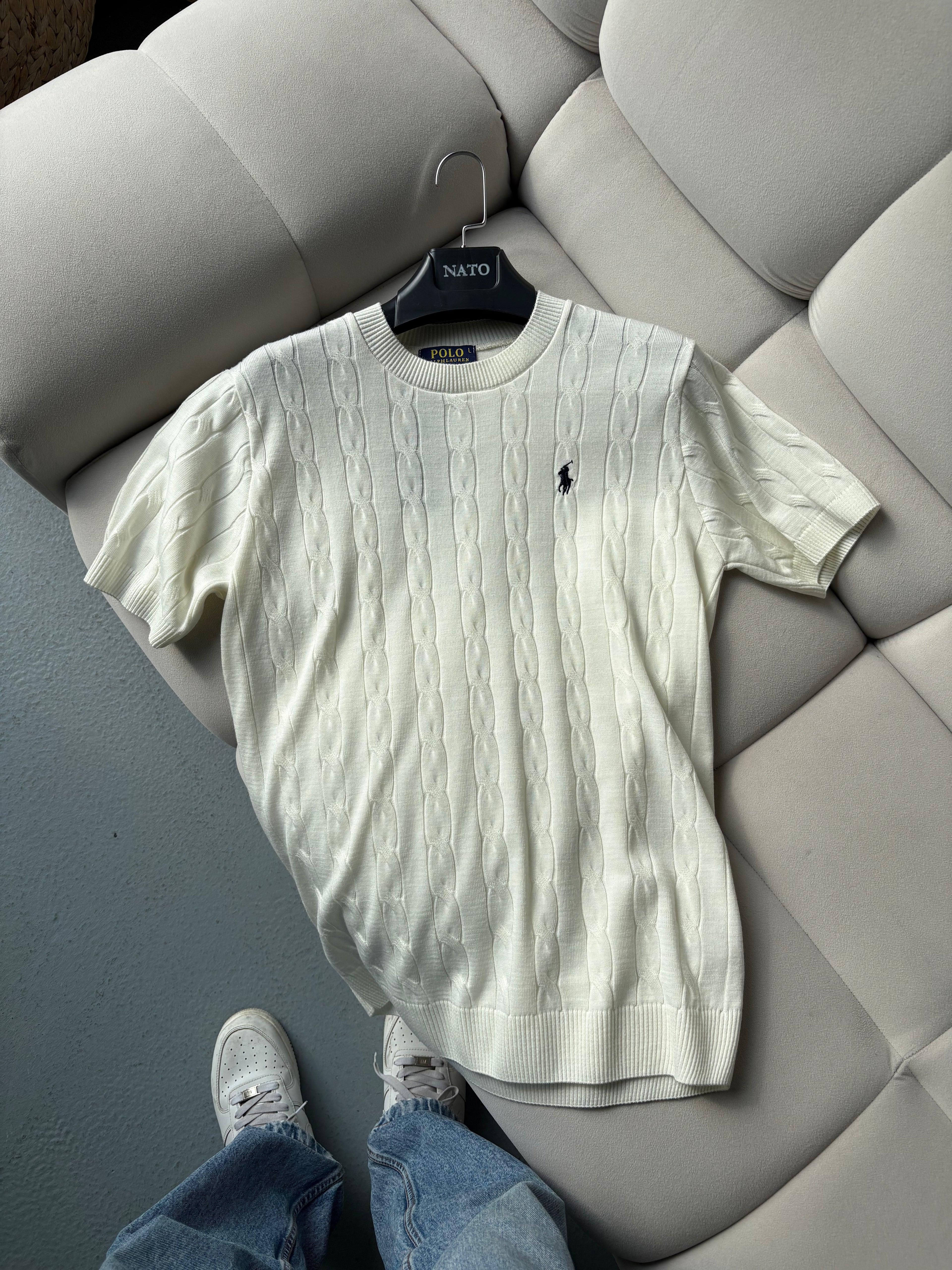 Polo Ralph Lauren Beyaz Bisiklet Yaka Yazlık Triko