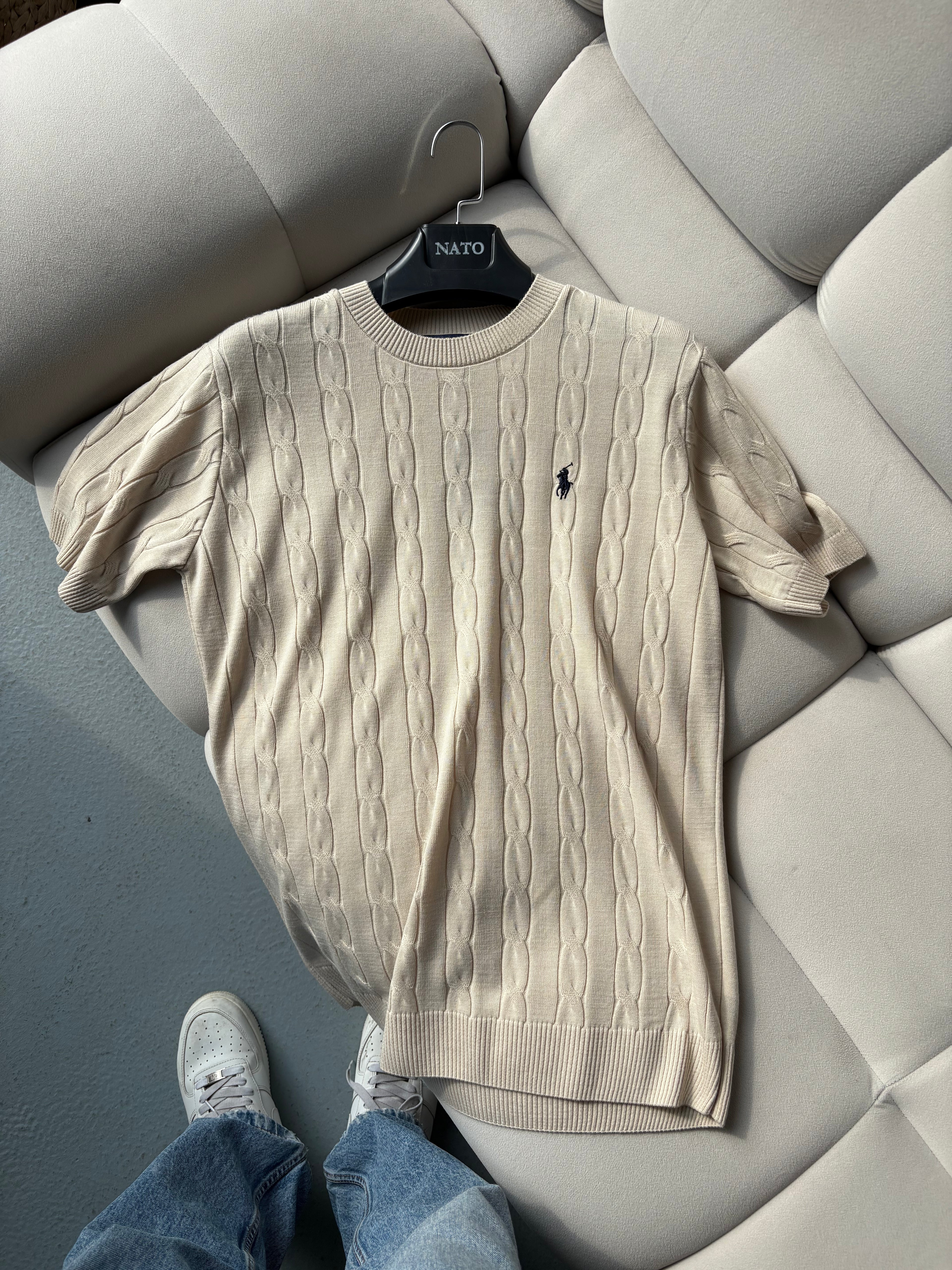Polo Ralph Lauren Bej Bisiklet Yaka Yazlık Triko