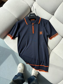 Hermes Lacivert Polo Yaka Yazlık Triko