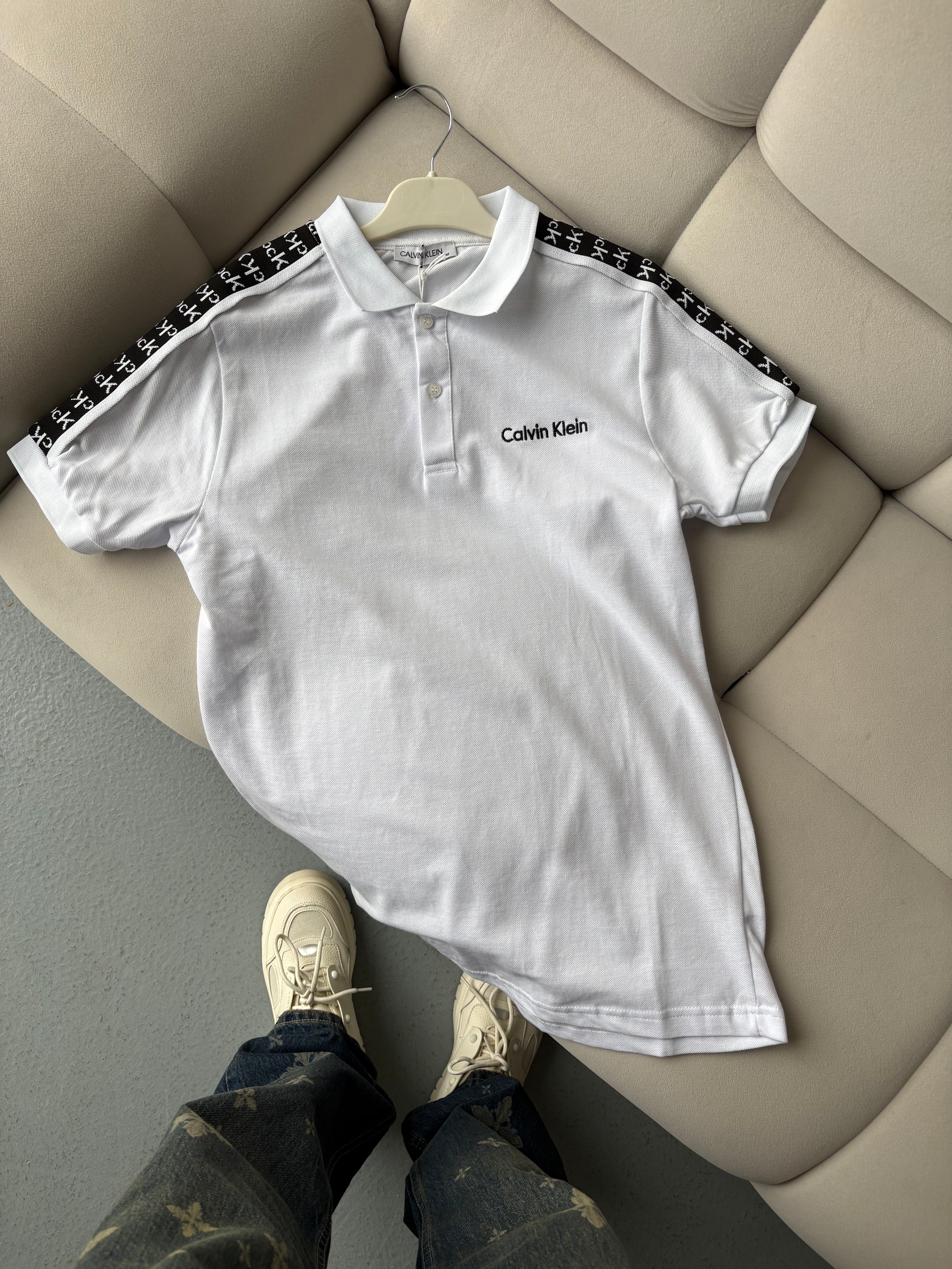 Calvin Klein Beyaz Polo Yaka T-shirt