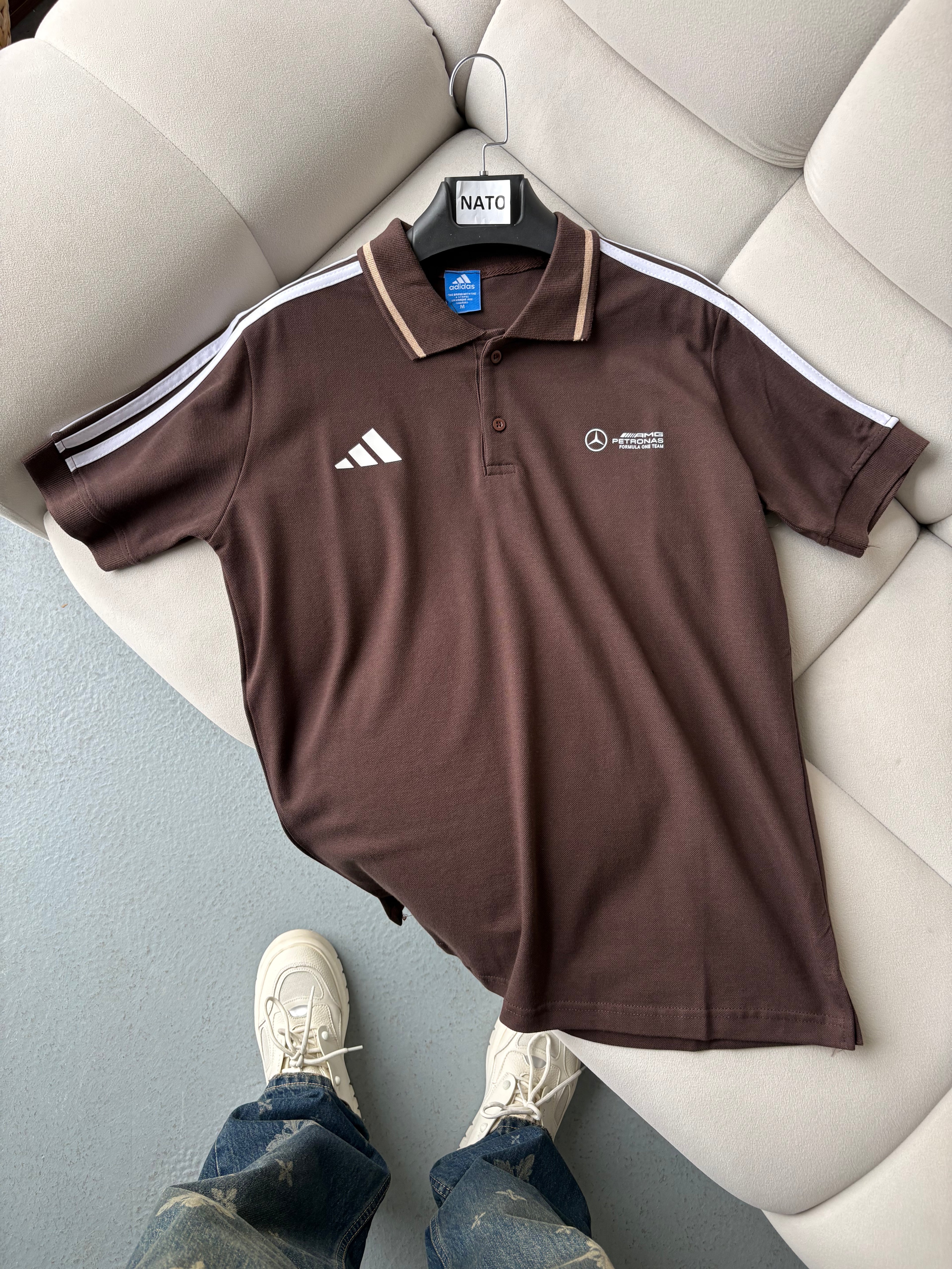 Adidas Kahverengi Polo Yaka T-shirt