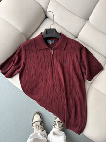 Polo Ralph Lauren Bordo Zip Yazlık Triko
